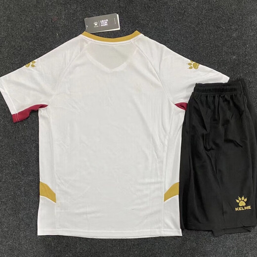 卡尔美（KELME）足球服套装定制卡尔美短袖球衣男女比赛训练队服速干套装印字印号 019白-金 XL(身高170-175)