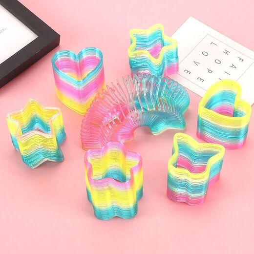 Orange Core Park Rainbow Circle Super grande bobine de printemps de forme spéciale élastique élastique coloré Lumined Empiled Children's Magic Education Early Education Grands cercles de forme spéciale (coffre)