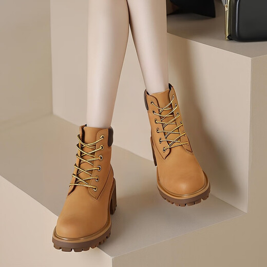 Timberland Martin Boots Frauenschuhe Frühling und Sommer im Freien Wanderschuhe High Top Kicks Paar große gelbe Stiefel Freizeitschuhe 8168r A25bs231/5cm Absatz 36