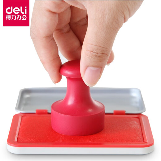 Deli 9891 ink stamping platform red size metal stamp financial quick work office