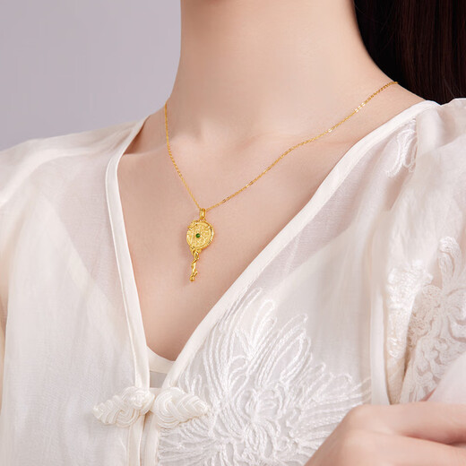 Saphire 18K gold pendant, Hetian jade jade mountain ghost money dragon column pendant, gift single pendant for girlfriend