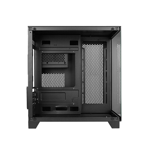 Huntkey S900 Sandstorm Panoramic Edition Sea View Room Chassis Desktop-Computergehäuse (doppelseitiges gehärtetes Glas/linke und rechte Trennwände/240 Wasserkühlung/7 Lüfterpositionen/M-ATX-Motherboard) S900 Sandstorm-Panoramic Edition-Schwarz