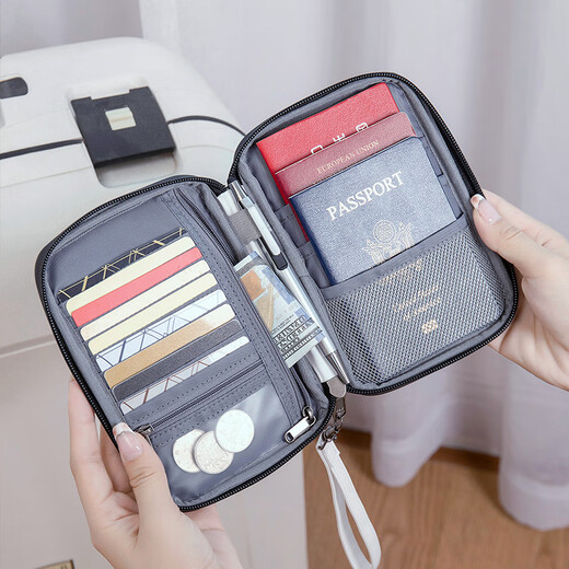 Sac à cartons à clip de passeport SMVP ID Sac de rangement RFID Antift Multi-Fonctional Air Ticket Certificate Sac Passeport Sac Blanc Small (2 couvertures de passeport)