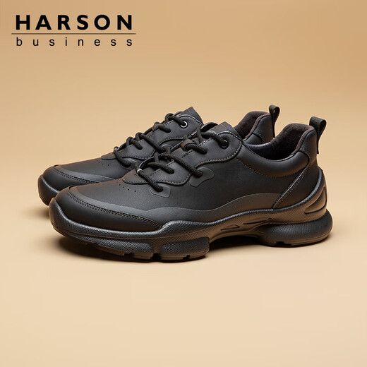 Hazen first layer cowhide men's shoes genuine leather men's business casual leather shoes high-end comfortable soft sole genuine leather sports running shoes black 41 (255mm)