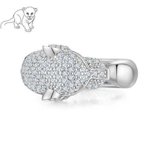 Guanpuge Fat Donglai quality pt950 platinum leopard head ring platinum men and women silver model live diamond lover inner diameter 16