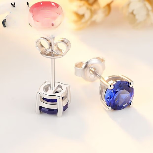 Medium red sapphire earrings for women Japanese and Korean inlaid colored gemstone earrings sterling silver plated 18k gold fashion earrings tanzanite