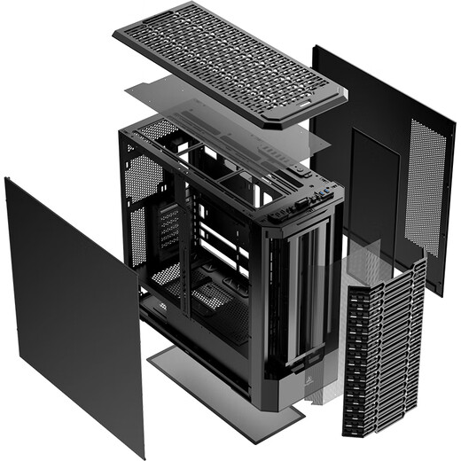 Segotep Tanyun WS1 Ultra Workstation-Gehäuse (E-ATX360/420-Wasserkühlungsposition/unterstützt 5080-5090-Multi-Grafikkarten und Multi-Festplatten-Argumentation/staubdichtes Design mit Halterung)