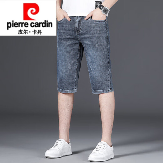 Pier Cardin Denim Shorts masculin Summer mince STRAUT STRIEUX STRIEUX À CINQ POINTS MIDE LEED 2025 Nouveau pantalon CROCPED COFFORME SUMBRE 687 BLUE 28