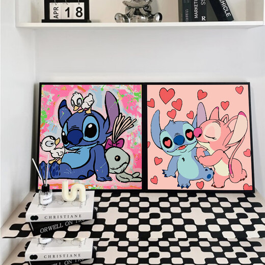 Vinoa Stilt digital oil painting DIY fill hand-filled oil painting Stilt hand-painted cartoon acrylic decorative painting qx7992 70*70cm thick solid wood inner frame + decorative outer frame (