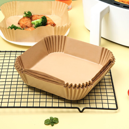 Miaoyijia tin foil air fryer special paper 5l square oil-absorbing paper silicone oil paper baking paper oven special paper tray paper square fryer paper 100 sheets for 3-4L fryer