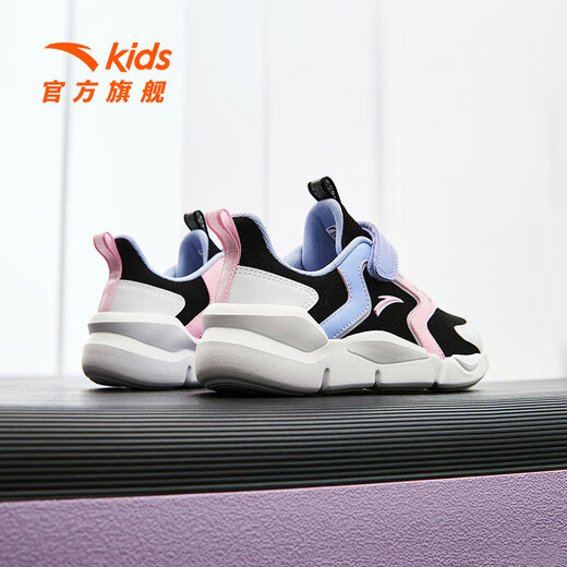 
Anta children's sports shoes for girls' shoes for 2025 spring new product mesh breathable Velcro soft bottom energy running shoes black/pool blue/cute powder-4 36