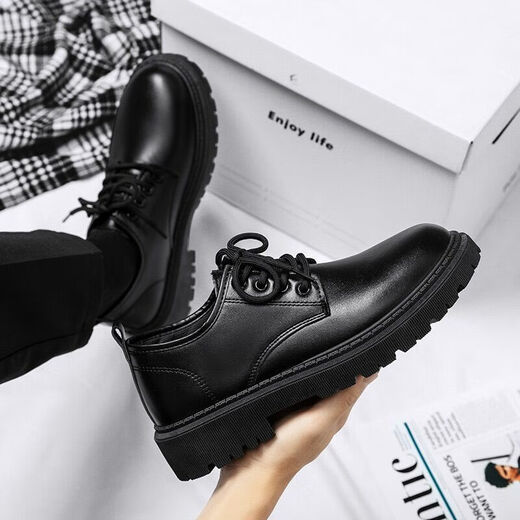 Black leather shoes for men 2025 new style Martin boots British style summer groomsmen men's casual formal business shoes black 40