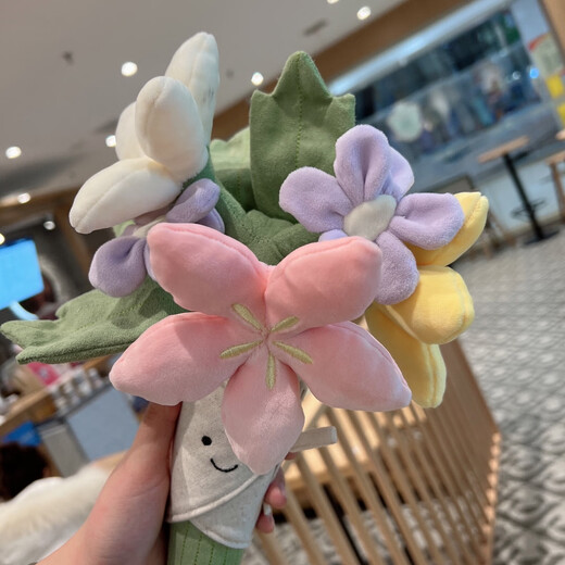 JELLYCAT现货秒发jellycat英国手捧花玩偶毛绒玩具生日结婚情人节女友礼物 手捧花一束+品牌防尘袋+正品现货 京仓现货直发23*31cm