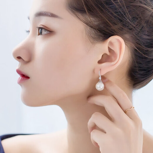 Guanpuge Fat Donglai same style pt950 platinum pearl earrings PT950 natural women's platinum earrings 2024 new style platinum diamond pearl earrings (pearl 9-10mm) partial