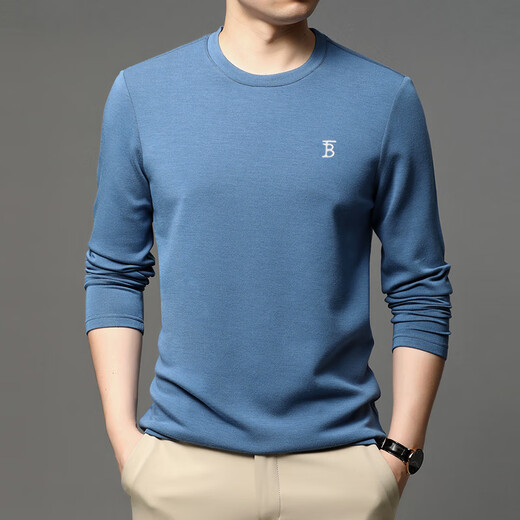 Barbouria Light Luxury Spring and Autumn New Men's Long Sleeve T-Shirt 2025 Fashion High-End Round Neck Slim Sweatshirt Upper Green Upper Green M 165/84A