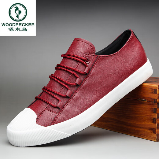 Woodpecker Herrenschuhe Frühling und Herbst Herren lässige Lederschuhe Low Top Schuhe Schnürpüre-up koreanischer Stil Vielseitige britische Schuhe Herren trendige Schuhe SS9851 Kaffee 43