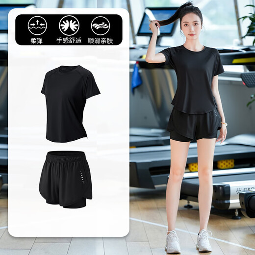 啄木鸟（TUCANO）跑步运动套装女夏季薄款健身服瑜伽服专业高端短袖短裤速干套装 紫色两件套(紫) M