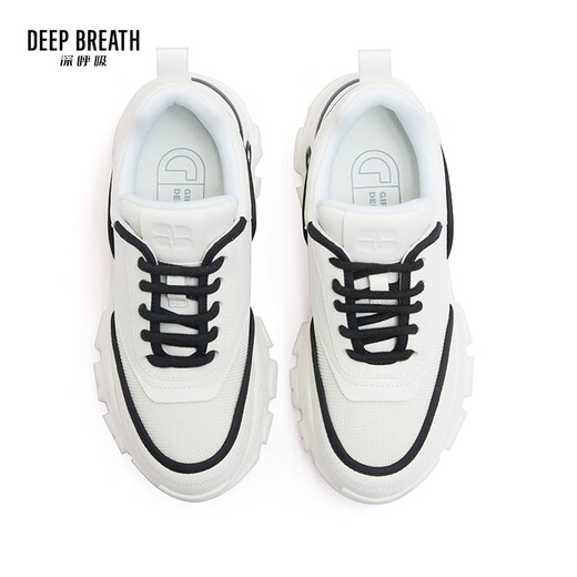 Deep Breath Tief Atem Frauenschuhe dicker Sohle Mode -Gurt gebogene Daddy Schuhe Casual Schuhe Ax12242 Weiß und Schwarz 38