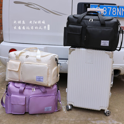 易旅旅行包大容量运动健身包短途出差登机包旅游行李收纳袋 黑色