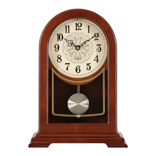 MapleLeaf home solid wood desk clock living room retro desktop personalized clock ornaments new Chinese style simple quartz clock desktop clock Liriodendron wood + silent quartz movement + Arabic dial