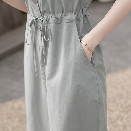 
Sibaiser 2025 summer new women's slit mid-length dress waist-hugging and slimming shirt skirt skirt