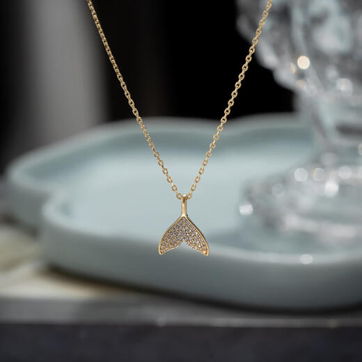 Mo Qianxue Necklace Fish Tail Full Diamond K Gold 2025 New Original Niche Star Same Style Simple Gift Necklace for Girls