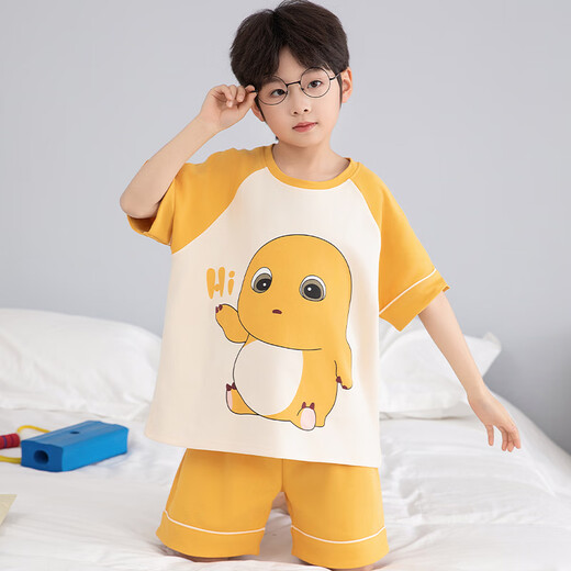 Langsha Children's Pyjamas Jungen Sommer kurzärmelig dünne Baumwoll-Hauskleidung Jungen mittleren und großer Kinder im Sommer Student Anzug LT695 165 empfohlen 160-165 cm/95-115jin [Jin gleich 0,5 kg]