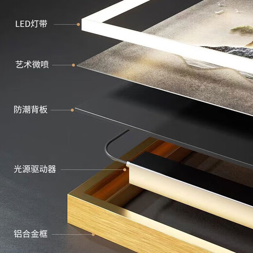 Entrada de pino ideológico Pintura decorativa LED LED Entrada de lujo Entrada de entrada Pinturas con corredor atmosférico de alta gama murales E1345 peces que se elevan [marco de oro] 70*140 (sugerido 0.9 metros de 1,0m pared) superficie de cristal de dahan + 30 mm de aleación de aluminio cepillado
