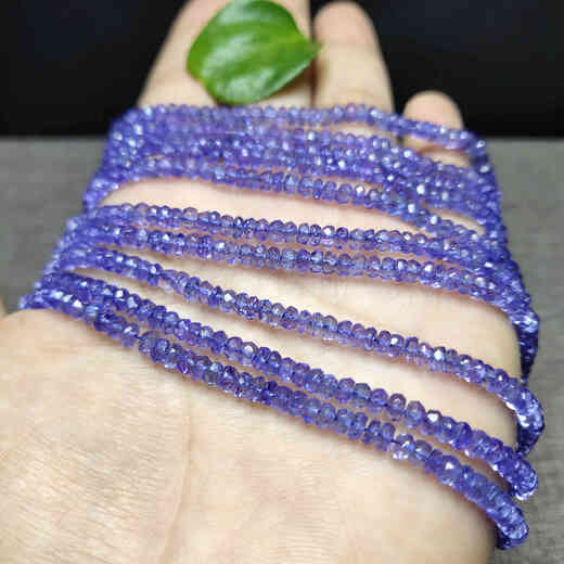 Li Shen natural tanzanite necklace high ice transparent blue and purple faceted disc beads diy handmade semi-finished loose beads faceted disc beads about 34mm long about 3840