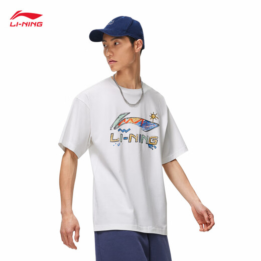 Li Ning short-sleeved T-shirt cultural shirt men's summer LOGO letter printed round neck sportswear AHSU745