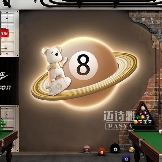 台球厅装饰画太空宇航员桌球室背景墙挂画斯诺克包间LED氛围灯画 MSY-833-A 60*40 UV精雕晶瓷画【无灯款】