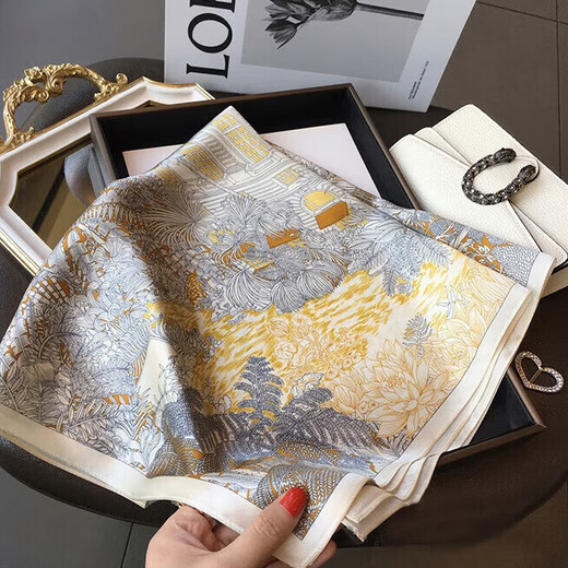 
DHKZSTE silk scarf for women mulberry silk silk 70 square scarf scarf for mother's day birthday gift for girlfriend wife mother elders Tropical jungle High-end light luxury/style fashionable and versatile