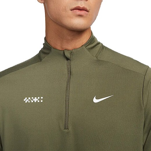 Nike (Nike) T-shirt long à manches masculines 2025 Été Nouveaux sports Running Training Casual Stand-Up Collar Pullover HV8212-677 HV8212-222 Green / Année Nouveau modèle M M