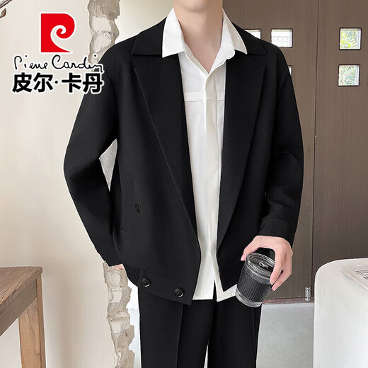 Pierre cardin light-maturity jacket for men 2025 spring new style middle-aged and young men handsome trendy and versatile suit collar knitted jacket for men off-white XL
