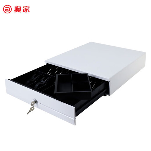 Aojia cash box with lock cashier box cashier box black and white box thickened silver receiver three-speed lock smart cash box universal money box money box
