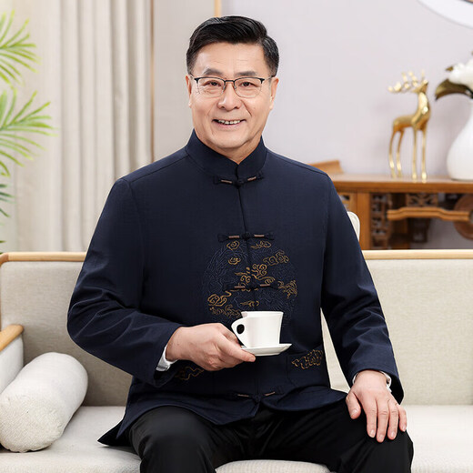 新年新款唐装男老年爷爷奶奶春秋夹克外套中国风本命年高品质套装 红色 9230【套装】 XL /180【推荐135-150斤】