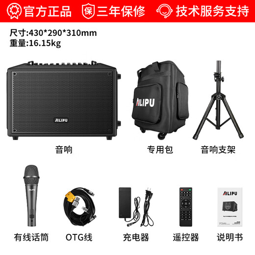 Ailip T10PLUS audio built-in sound card live broadcast internal recording home outdoor portable karaoke instrument singing electric blowpipe saxophone guitar bluetooth high-power speaker official flagship T10plus black standard