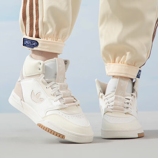 Adidas阿迪达斯三叶草休闲鞋女鞋春季新款运动鞋学生百搭高帮板鞋 IF2677/汉玉白/肉粉色 36.5