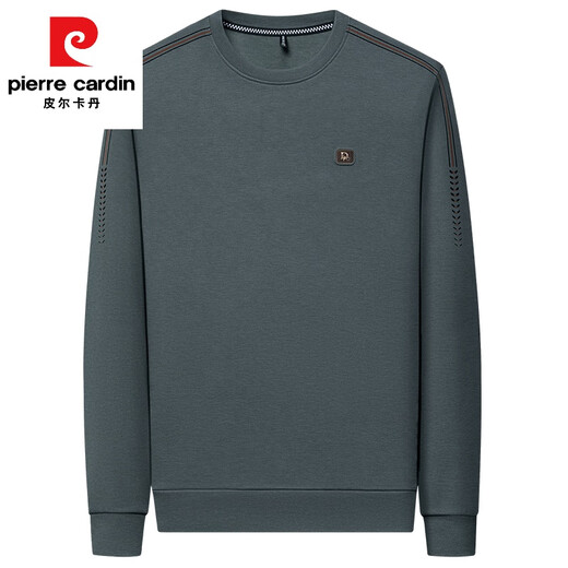 皮尔卡丹（pierre cardin）卫衣男2025春秋时尚潮流印花长袖T恤男装休闲百搭上衣套头衫秋衣 6625绿色【高档舒适棉】 M 165100-120斤穿