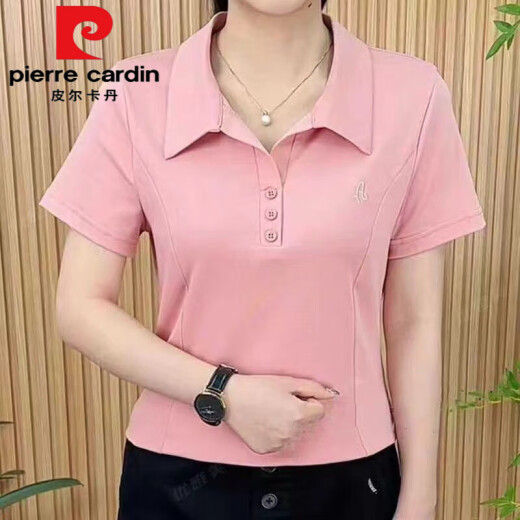 皮尔卡丹（pierre cardin）女士夏季polo衫翻领短袖t恤中年妈妈显瘦运动2025新款遮肚子上衣 9929黑色今年流行的轻奢品牌 2XL 建议130-145斤