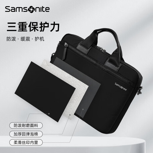 Samsonite Laptop Bag Business Men's and Women's Shoulder Briefcase 14-inch Apple Notebook Bag Large Capacity Document Bag