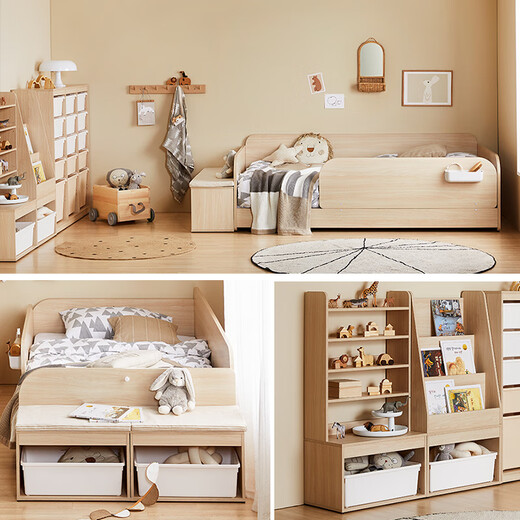 
Hanssem Children's Bed Modern Simple E0 Level Solid Wood Bed Kindergarten Bed Single Student Bed Children's Room Combination Bed Mother Bed Solid Wood C Light Maple Color_Senkati Series 900mm*2000mm
