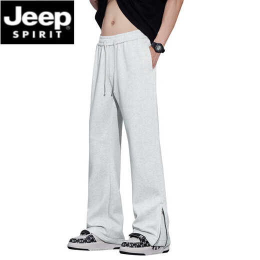 JEEP SPIRIT休闲裤子男春秋款美式潮牌vibe宽松直筒抽绳微喇叭运动裤男款春季 9859黑色 XL 【130-145斤】