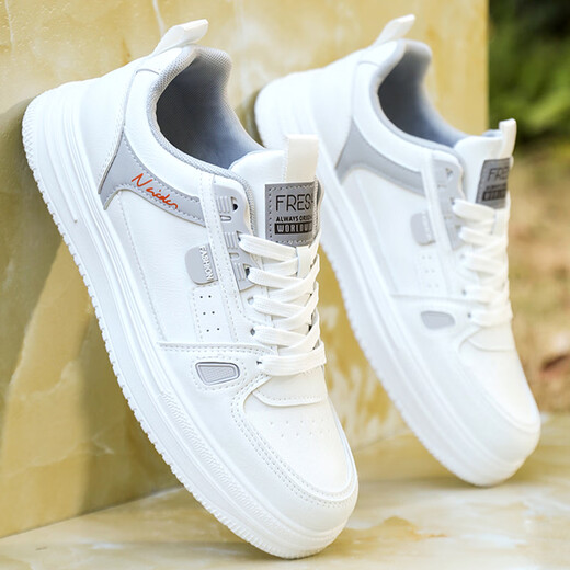 AJOM light luxury men's shoes, new fashion board shoes, men's summer trendy casual shoes, men's Air Force No. 1 aj comfortable white shoes, 9910 white gray 42