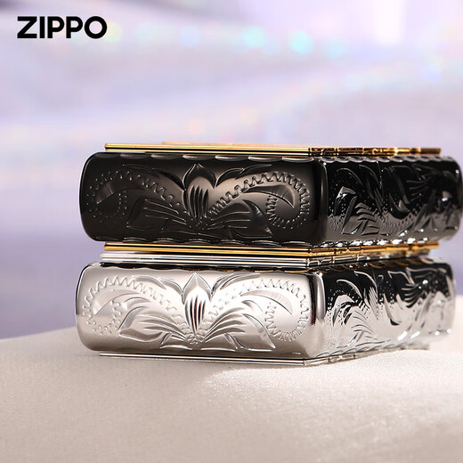 
ZIPPO lighter genuine side carved Tang grass double-sided five-generation standard gift Zhibao Kerosene men Tang grass fifth-generation standard-silver-stand-device version DY9902TZ