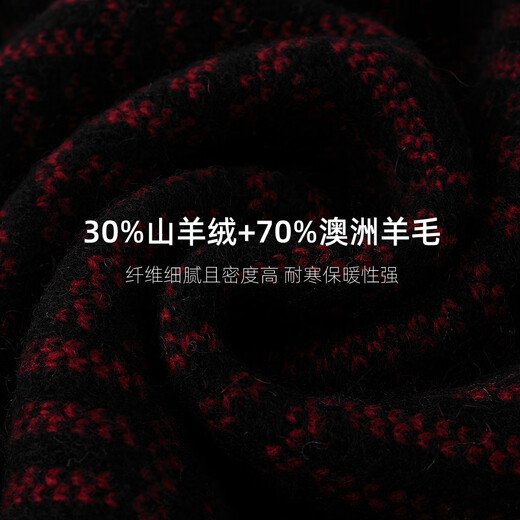 Hengyuanxiang winter scarf men's warm cashmere red all-match casual scarf wool cold-proof thickened animal year gift 9467 black gray