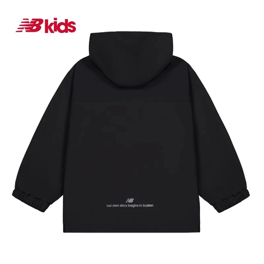 newbalance nb children's clothing 25 years spring new style men's and girls' hooded jacket adjustable windbreaker jacket 7AF12013 7AF12013-BK black 110 cm