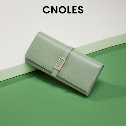 CNOLES蔻一钱包女士2025新款真皮零钱包长款女士钱包多卡位手拿包 浅绿Light Green