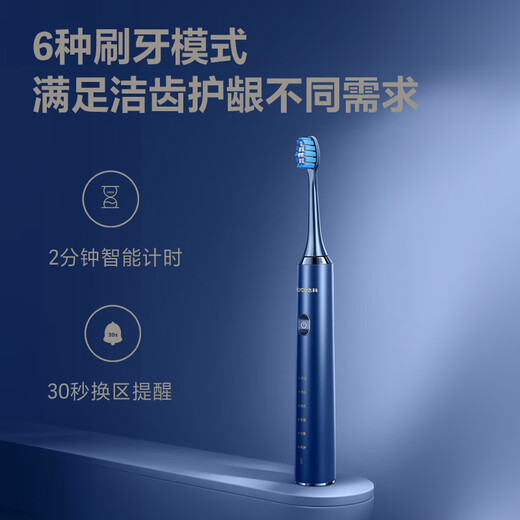 FLYCO electric toothbrush for adults, fully automatic intelligent sonic soft-bristle gum protection, deep cleaning, couple birthday and New Year gift for boyfriend and girlfriend FT7205 sapphire blue