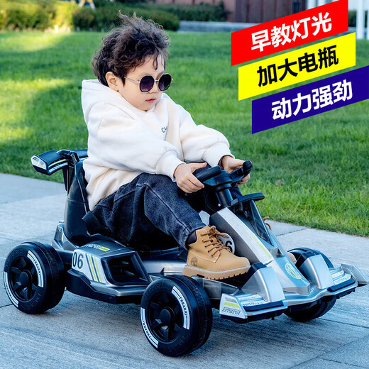 Liuhui Kinderkart 3-6 Jahre alte Babys können auf elektrischer Spielzeugauto-Fernbedienung 7 Jungen und Mädchen 8 Allrad-Driftauto 9 Weiß [Single Drive] 6v4 Batterie sitzen